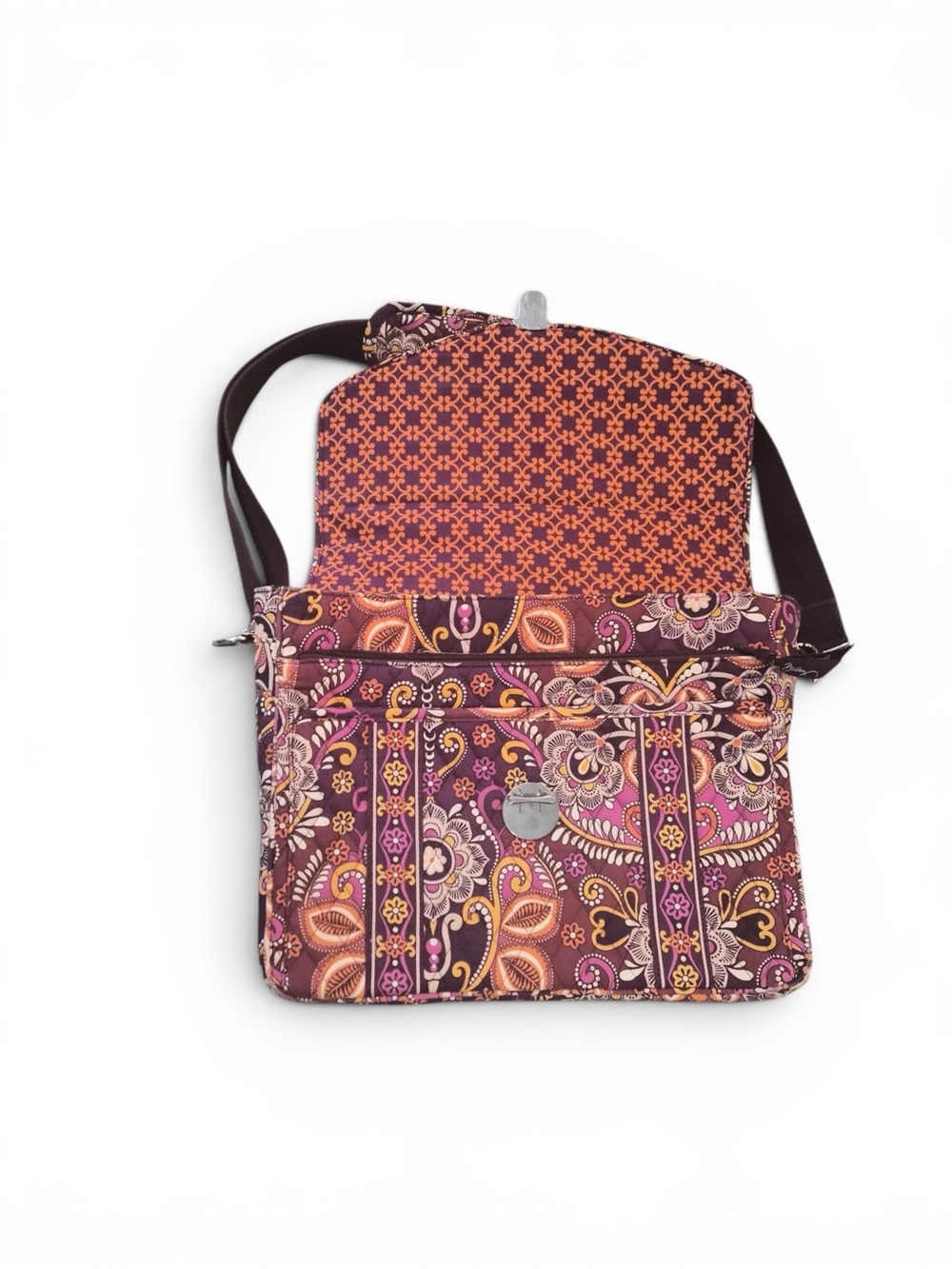 Vera Bradley Quilted Floral Laptop Satchel in Plum and Pink - Picture 8 of 14